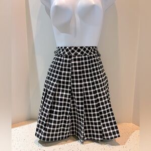 Divided H&M Pleated A-Line Skirt Black White‎ Check Plaid